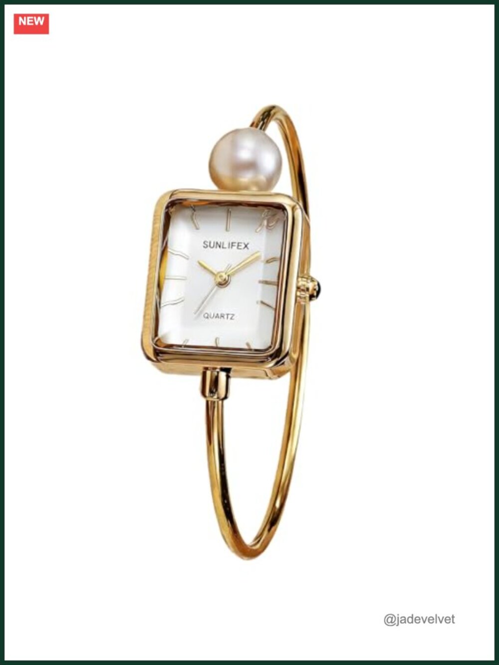 Pearl Bangle Watch Gold Bracelet Watch Women Square Dial Quartz